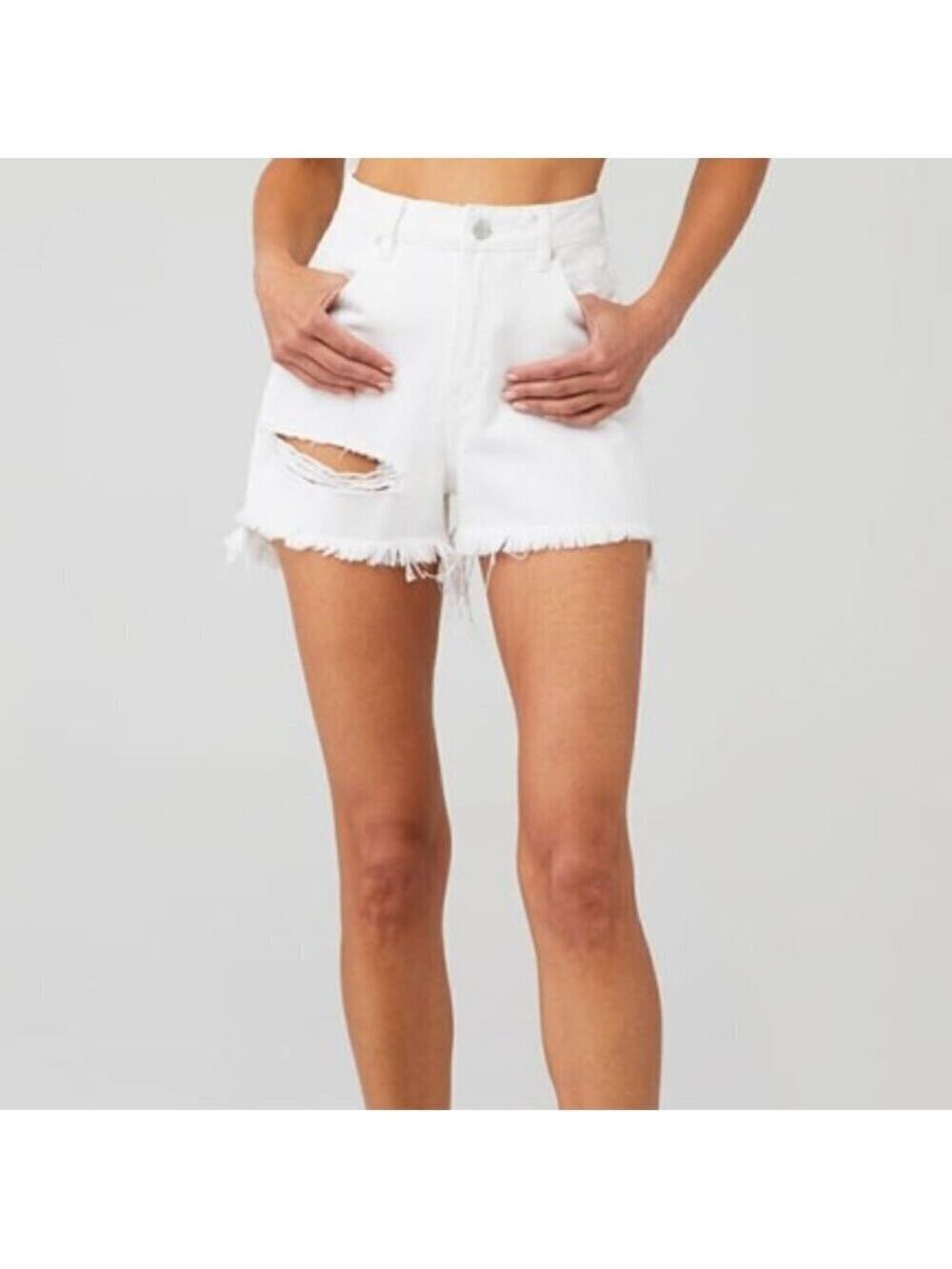 Rolla's Dusters Layla Shorts 26 White High-Rise Slim Relaxed Distressed